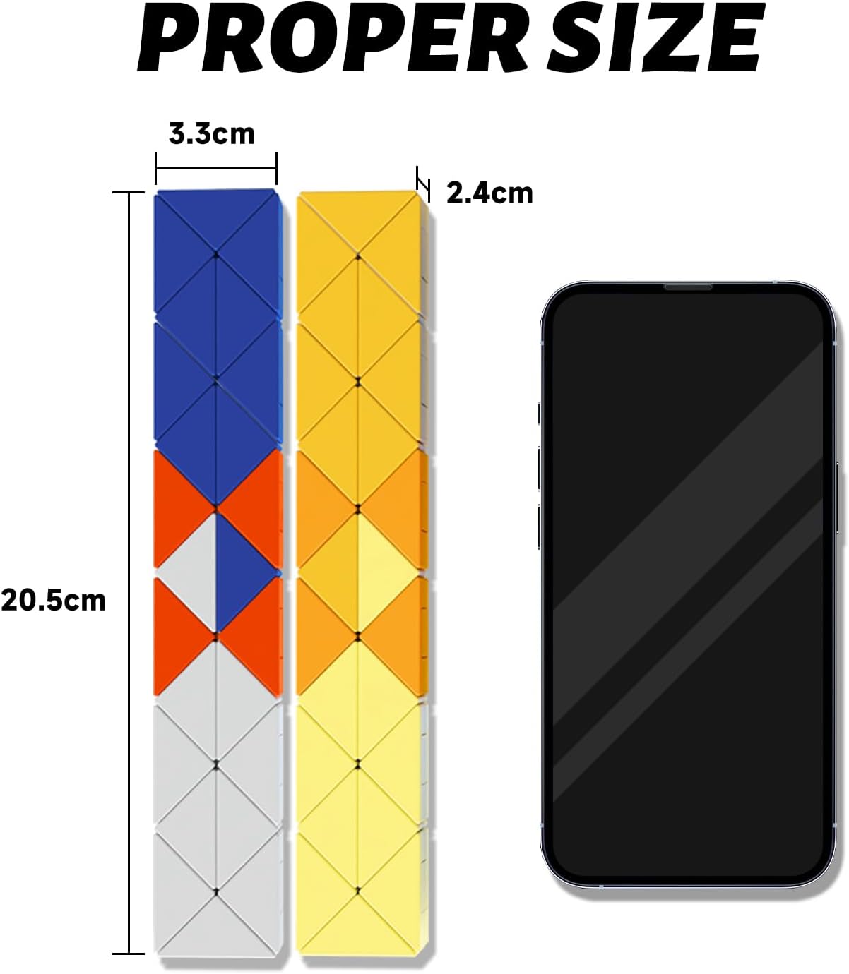 Twist Magic Snake, 48 Wedges 3 Colors Magnetic Fidget Cube Puzzle with Magnets Montessori Sensory Toy Brain Teaser Game for Kids Teens