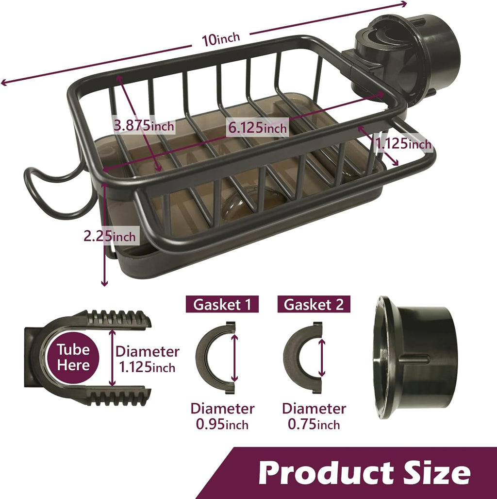 SpüLbecken Organizer, Schwammhalter SpüLbecken für Wasserhähne Durchmesser von 1,78–2,8cm, Runden, Platzsparend Spüllappenhalter Küchen Organizer, Schwarz